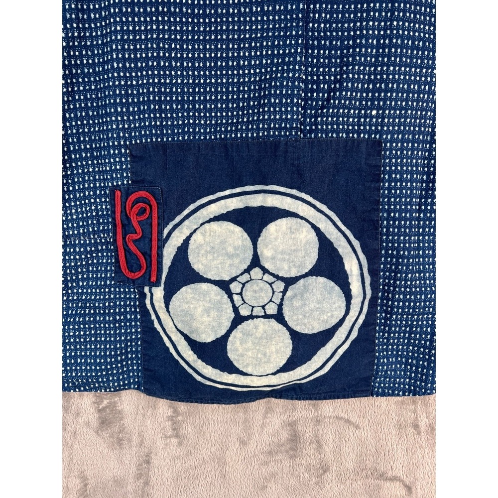 Mao Mom Thailand Top Indigo Blue Boxy Patchwork Artsy Abstract Lagenlook OS - Picture 5 of 10